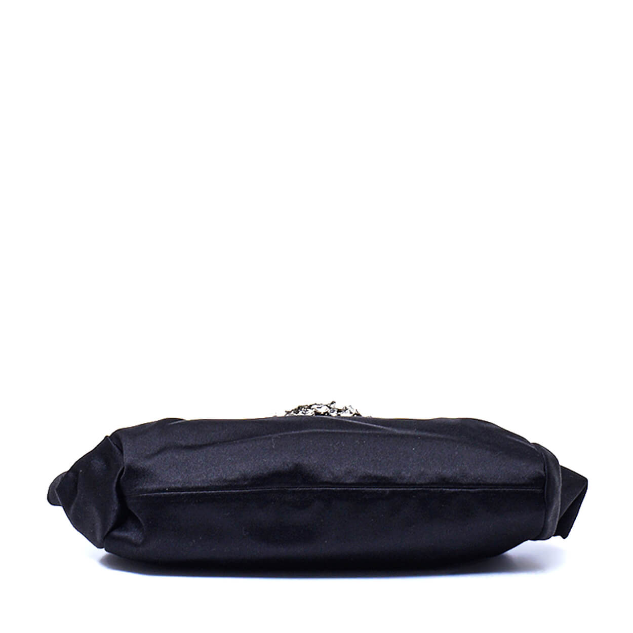 Balenciga - Black Satin Crystal Embellished Night Clutch Bag 